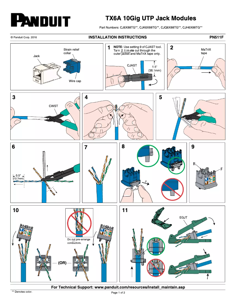 Page n°1 - Manuel utilisateur Panduit CJD6X88TGWH