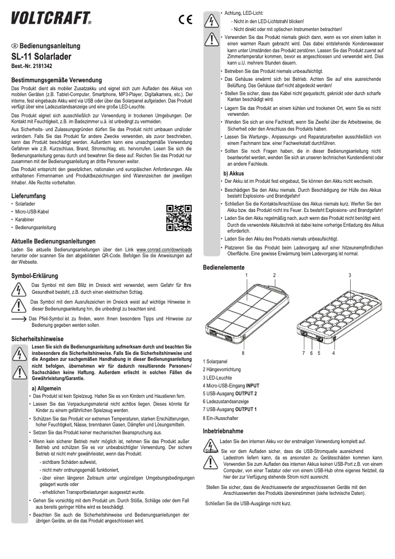 Page 1 de la notice Manuel utilisateur Voltcraft SL-11