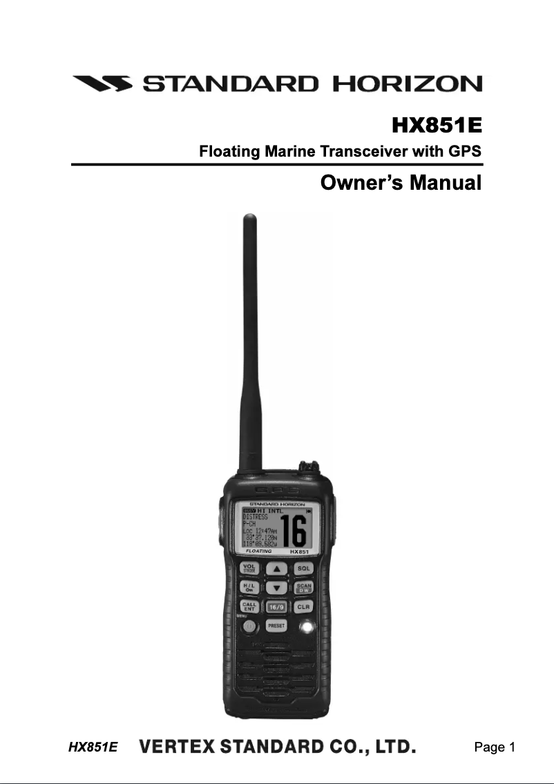 Image de la première page du manuel de l'appareil HX851E
