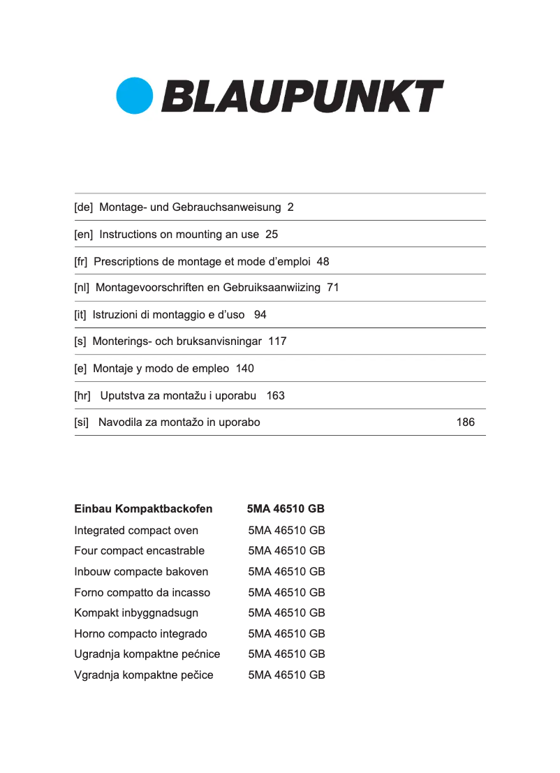 Imagen de la primera página del manual del dispositivo 5MA46510GB