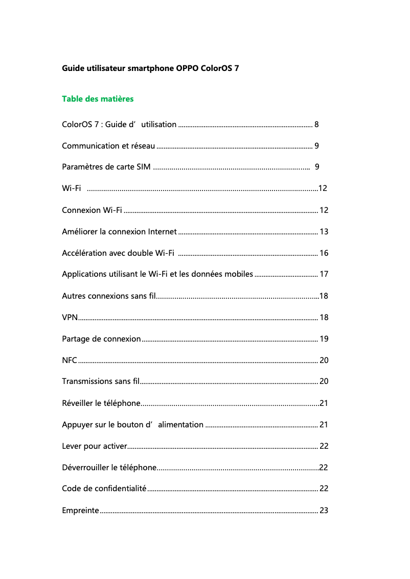 Page 1 de la notice Manuel utilisateur Oppo Reno 4 Z