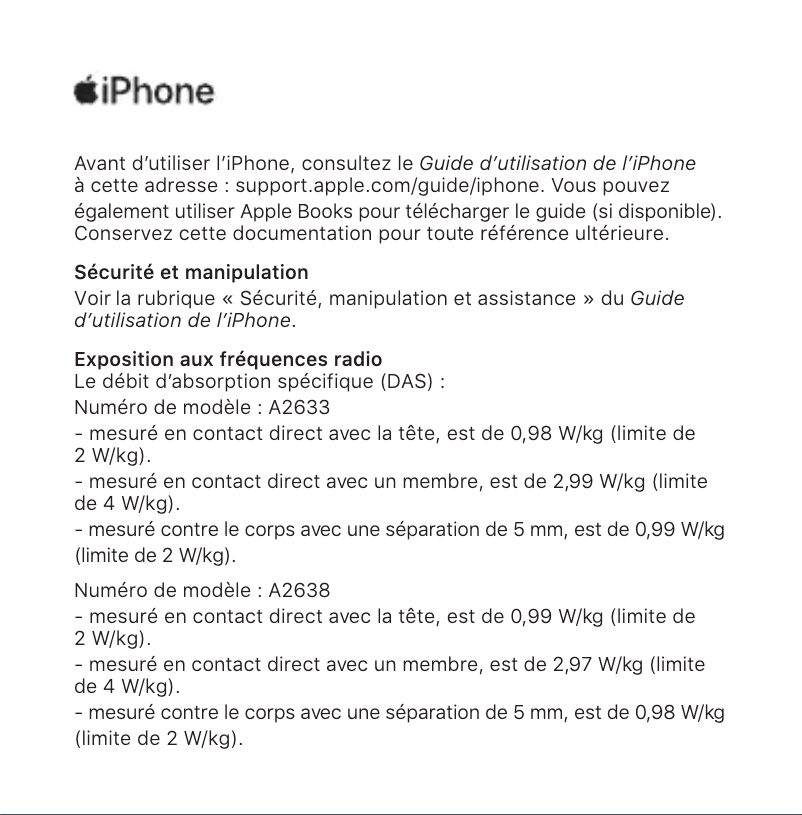 Image de la première page du manuel de l'appareil iPhone 13 Pro
