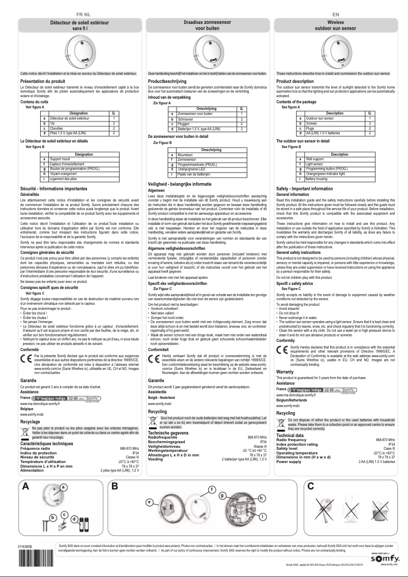Page n°1 - Manuel utilisateur Somfy 2401219