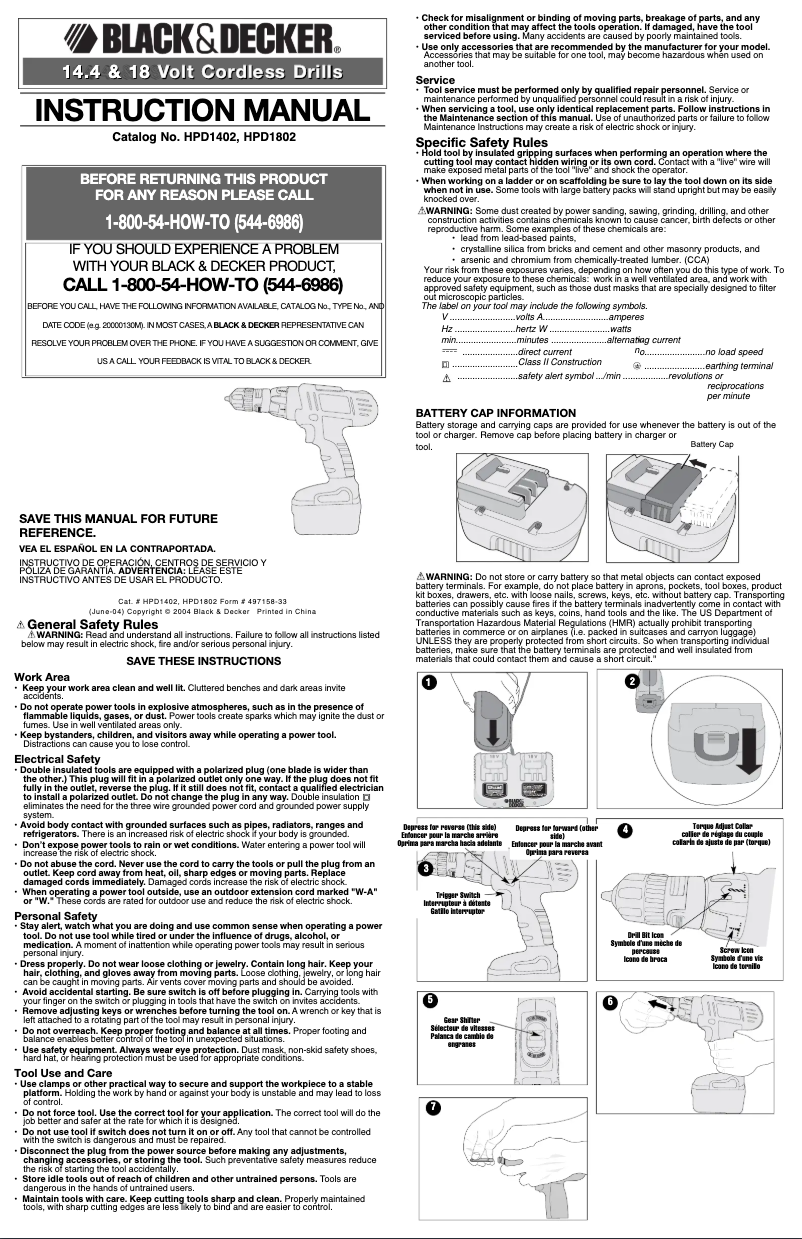 Page n°1 - Manuel utilisateur Black & Decker HPD1402