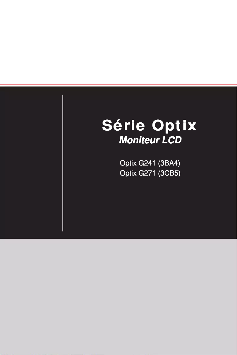 Page 1 de la notice Manuel utilisateur MSI Optix G271