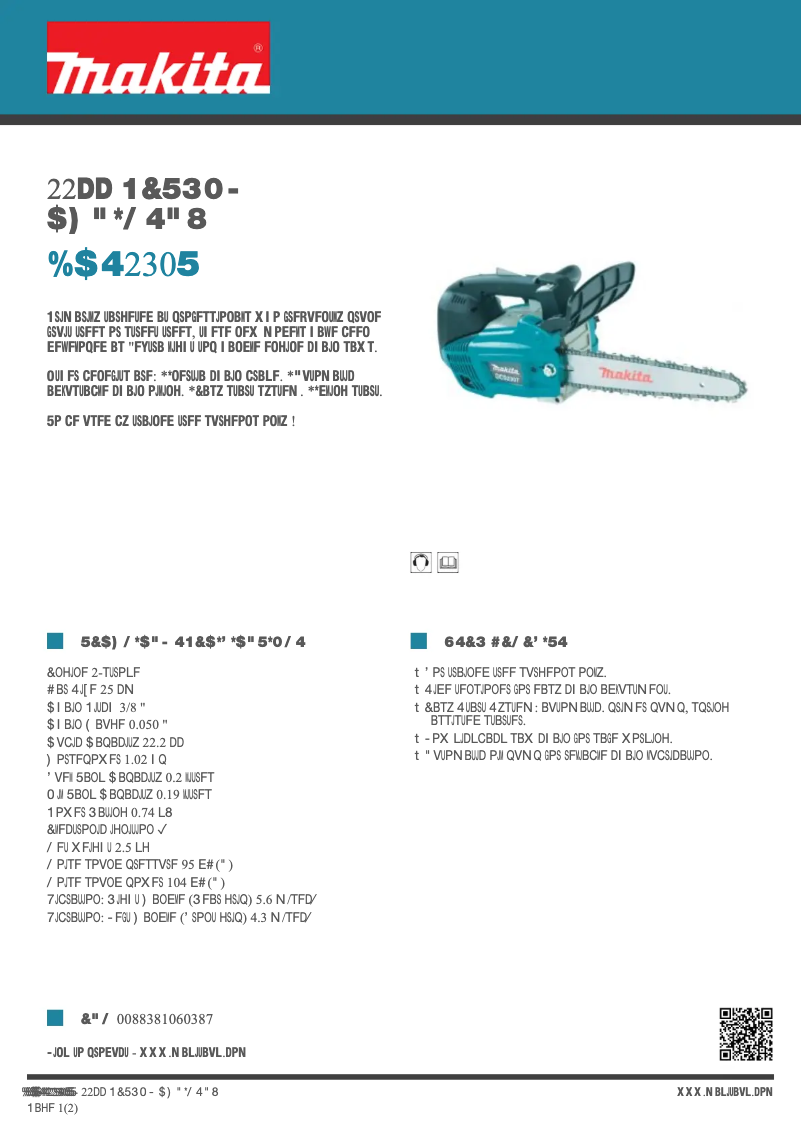 Page 1 de la notice Fiche technique Makita DCS230T