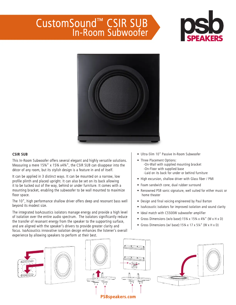 Image de la première page du manuel de l'appareil CSIR SUB