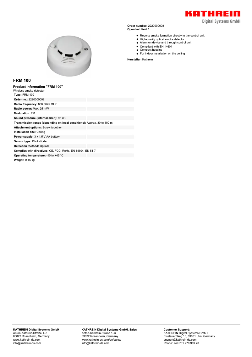 Image de la première page du manuel de l'appareil FRM 100