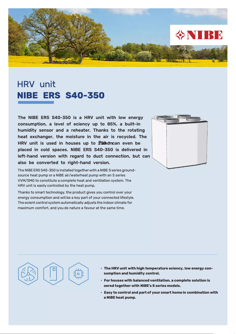 Page 1 de la notice Fiche technique Nibe ERS S40-400