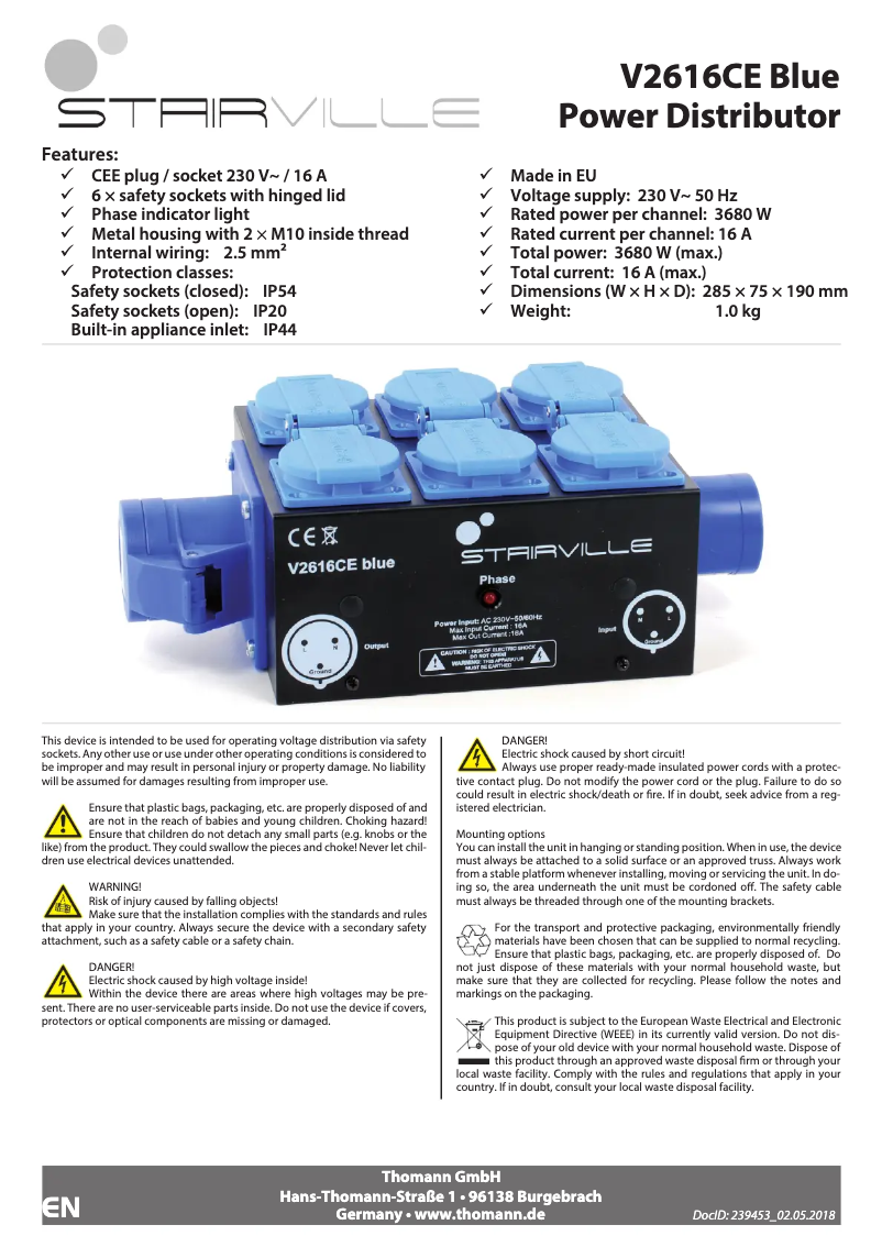 Página 1 del manual Manual de usuario Stairville V2616CE