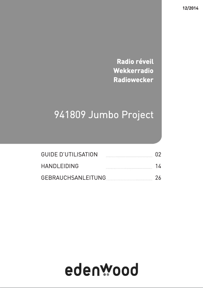 Page 1 de la notice Manuel utilisateur Edenwood 941809 Jumbo Project