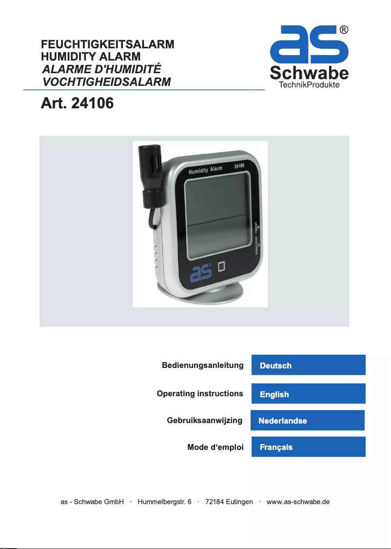 Page 1 de la notice Manuel utilisateur AS Schwabe 24106