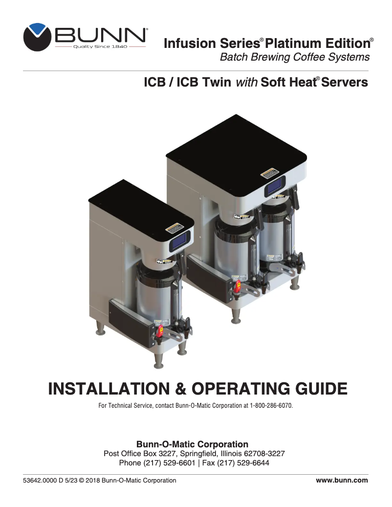 Page n°1 - Manuel utilisateur Bunn ICB Twin SH Soft Heat