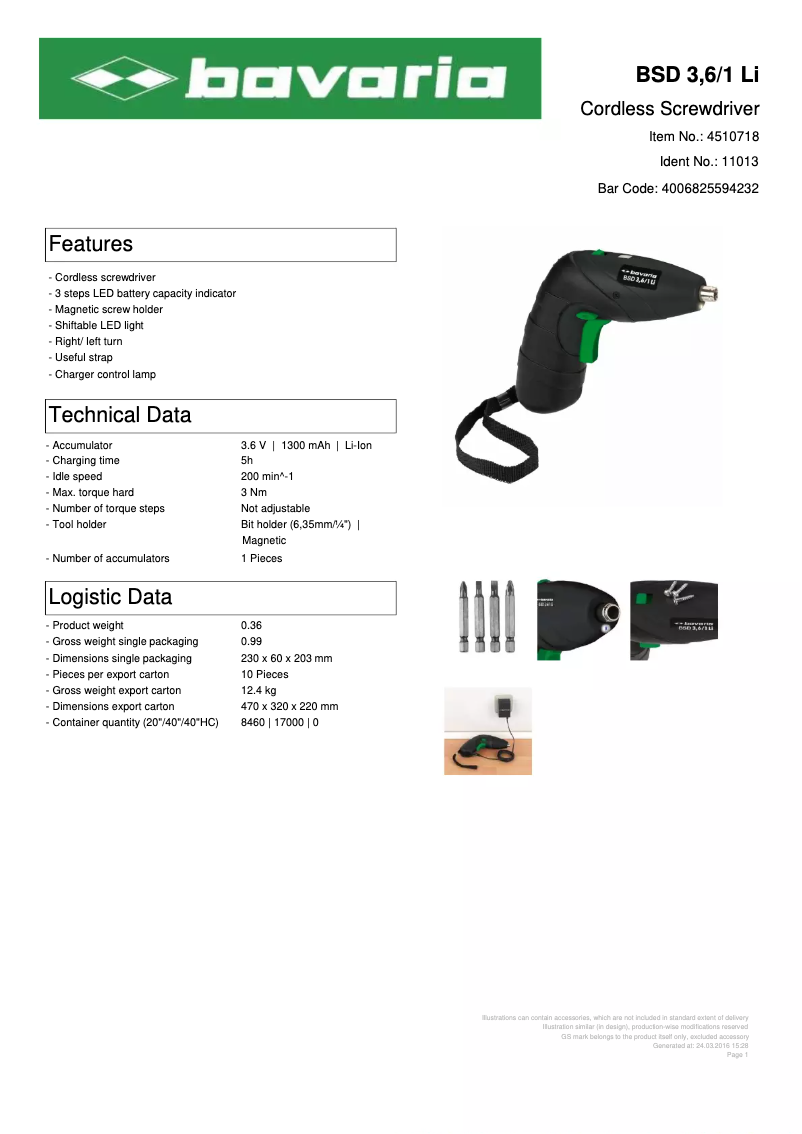 Página 1 del manual Manual de usuario Bavaria BSD 3,6/1 Li