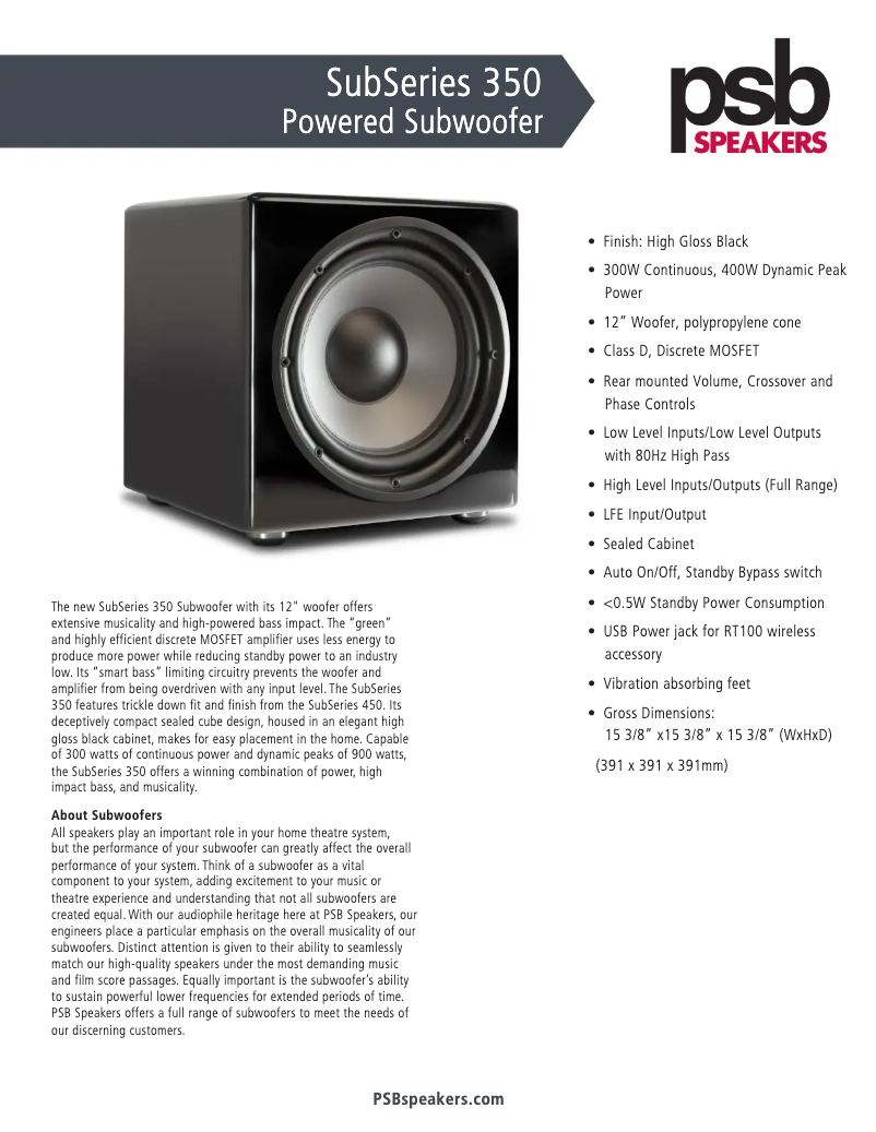 Image de la première page du manuel de l'appareil SubSeries 350