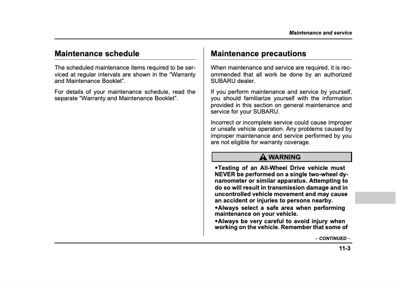 Image de la première page du manuel de l'appareil Impreza (2004)