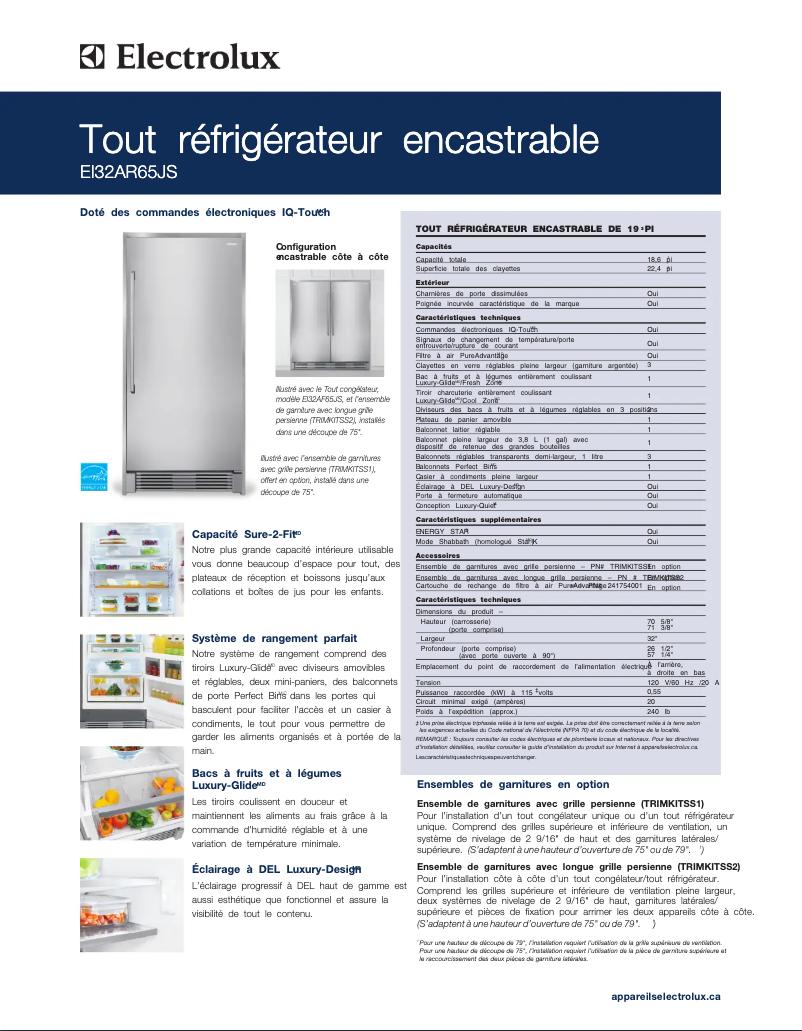 Page n°1 - Fiche technique Electrolux EI32AR65JS