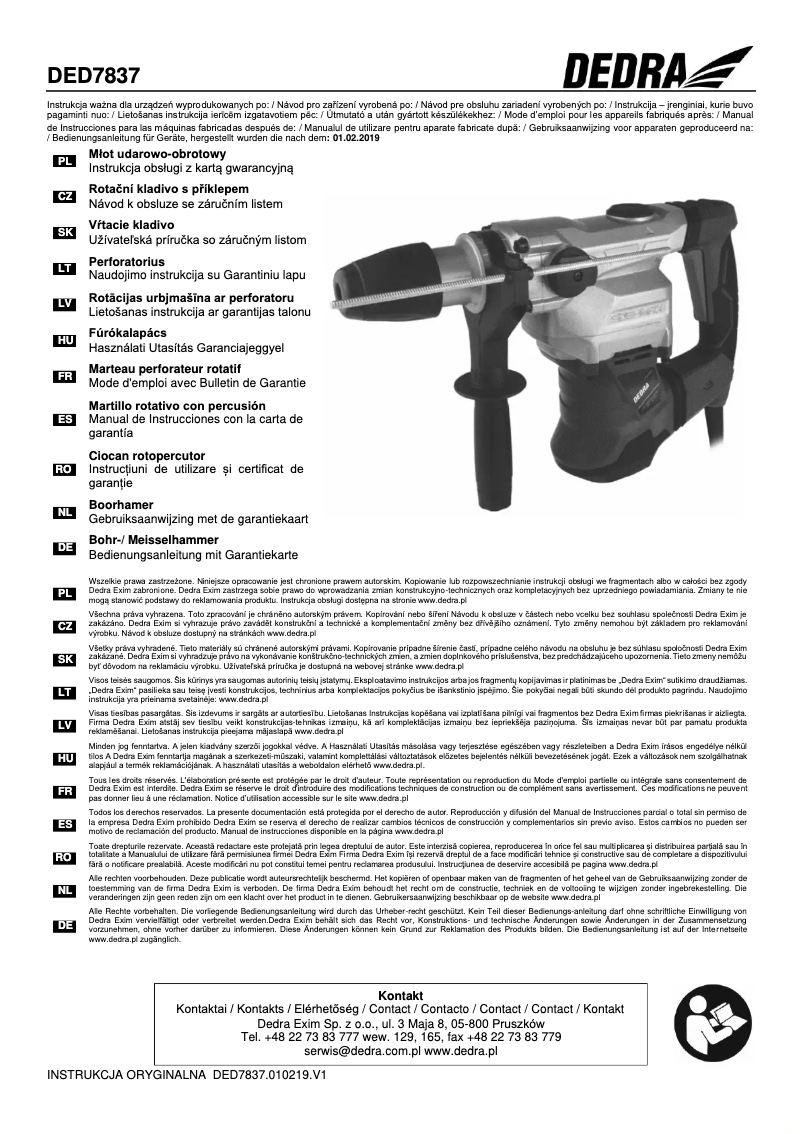 Page 1 de la notice Manuel utilisateur DEDRA DED7837