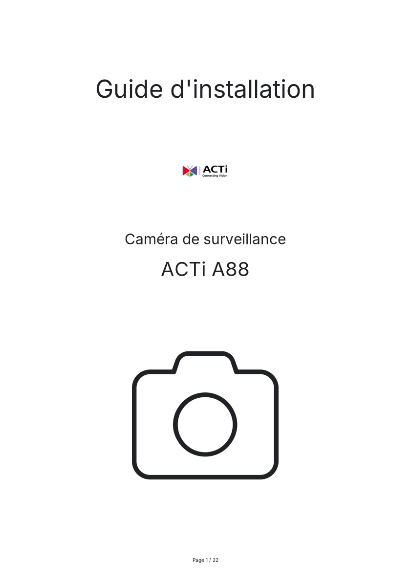 Image de la première page du manuel de l'appareil A88