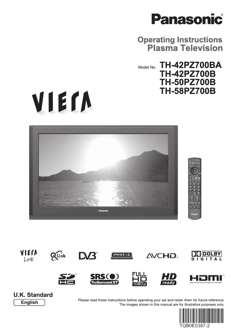 Page 1 de la notice Manuel utilisateur Panasonic Viera TH-50PZ700E