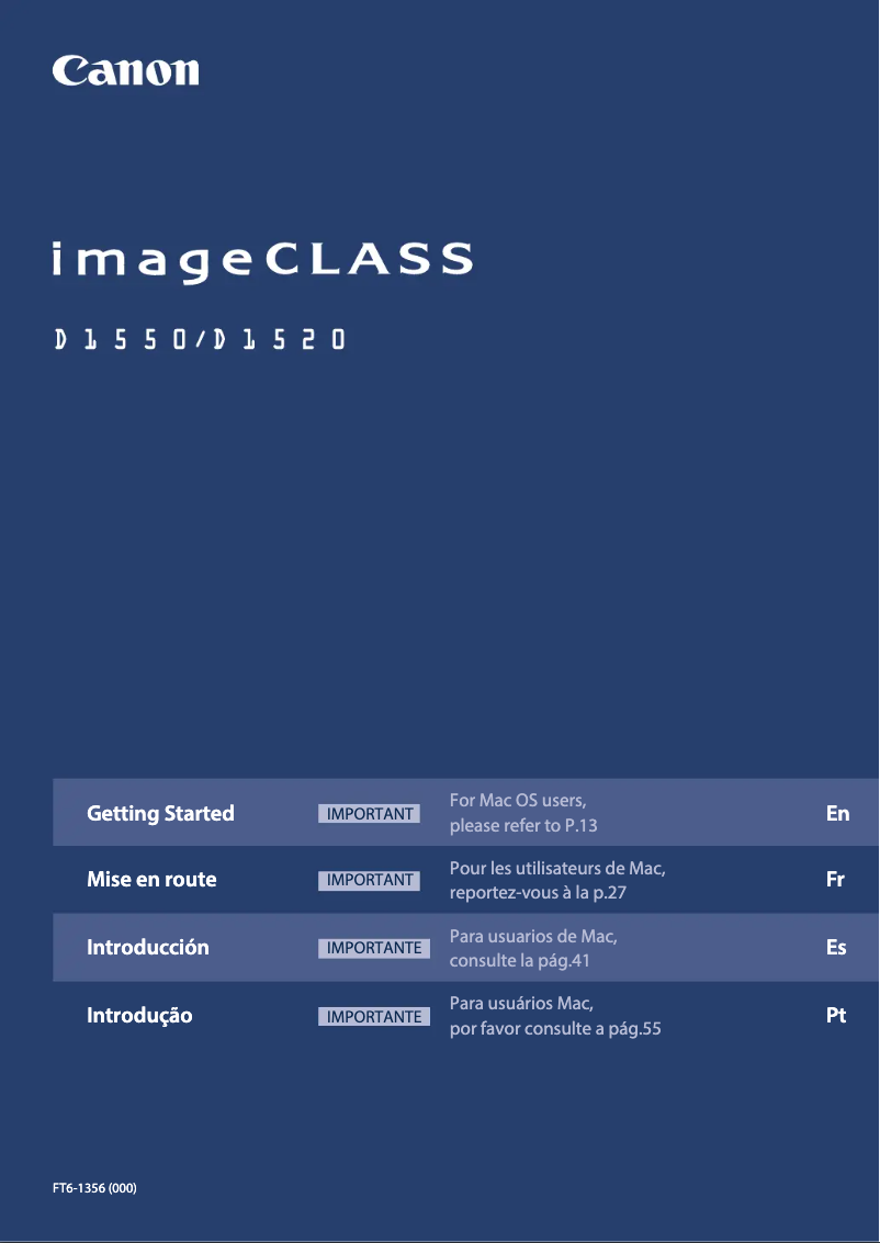 Page n°1 - Manuel utilisateur Canon imageCLASS D1550