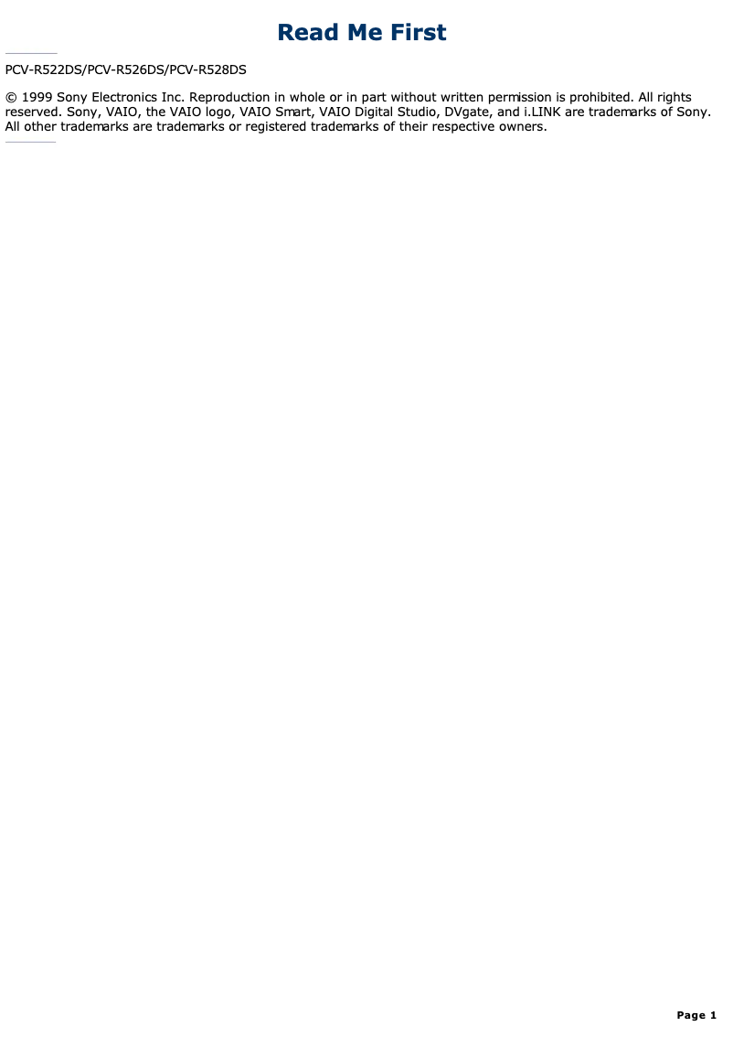 Página 1 del manual Manual de usuario Sony Vaio PCV-R526DS