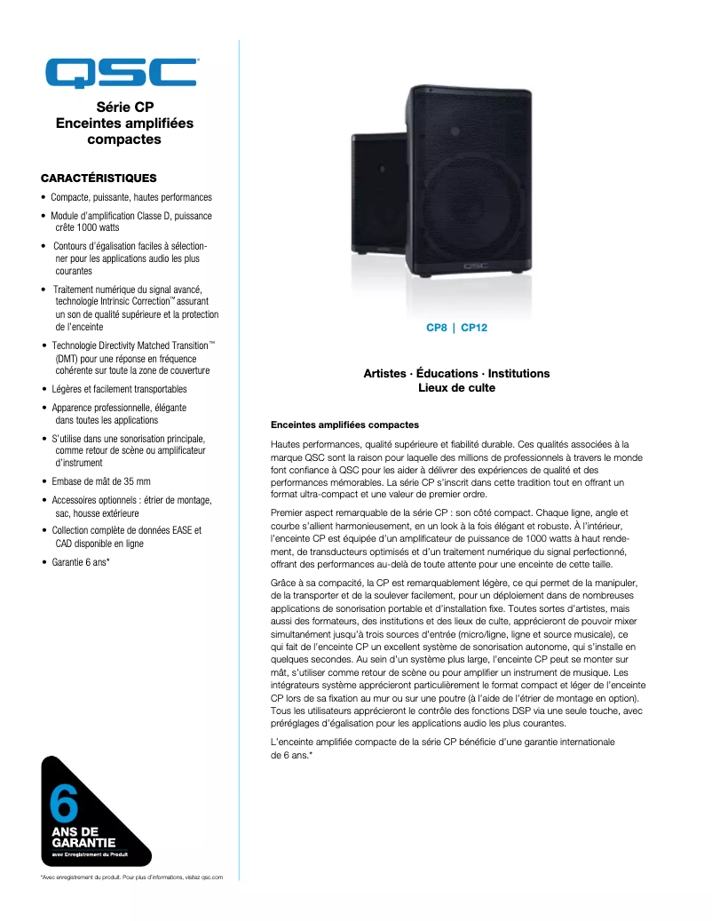 Page n°1 - Fiche technique QSC CP8