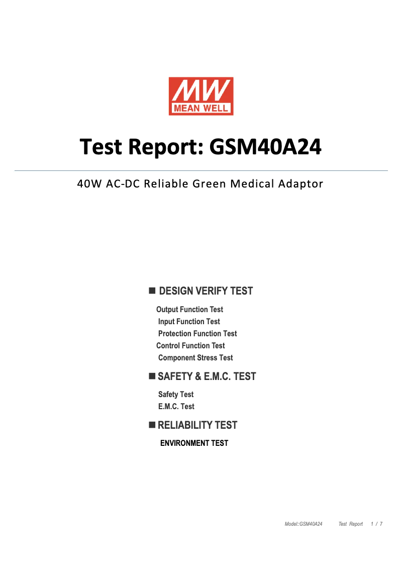 Page n°1 - Fiche technique Mean Well GSM40A24-P1J