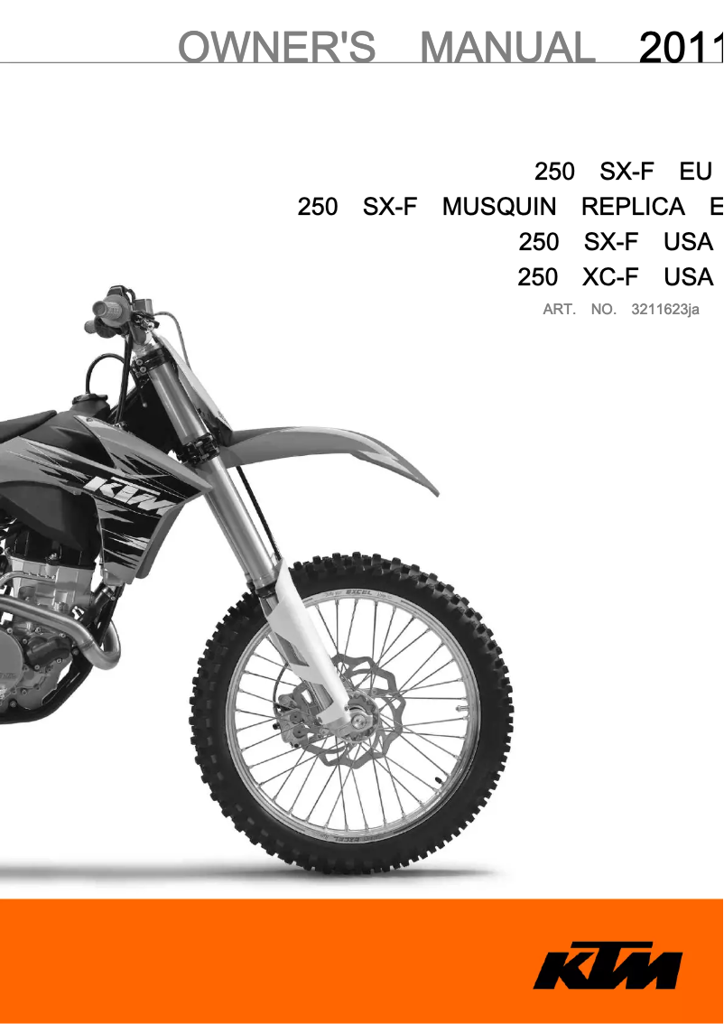 Image de la première page du manuel de l'appareil 250 SX-F Musquin Replica (2011)