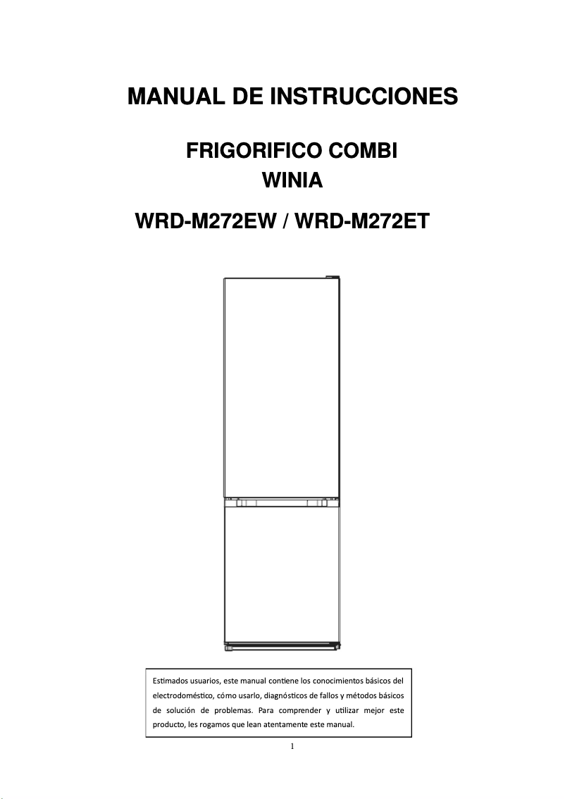 Page n°1 - Manuel utilisateur Winia WRD-M272ET