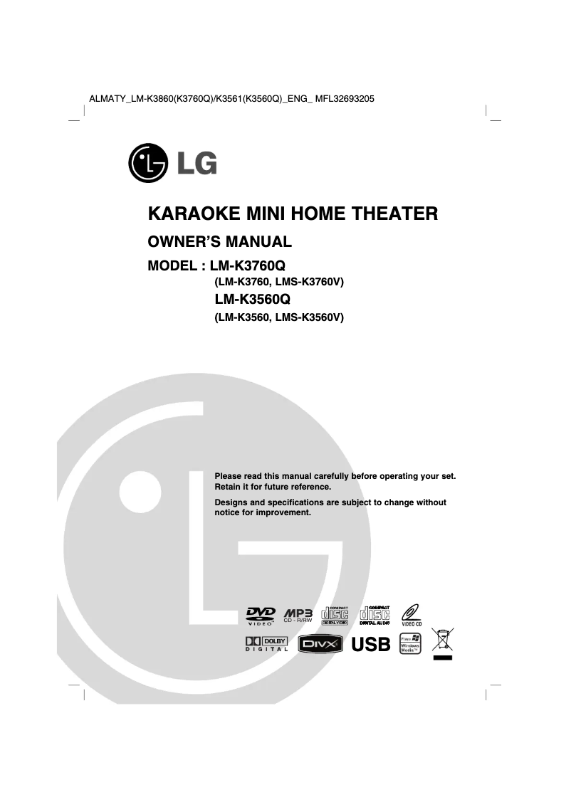 Page 1 de la notice Manuel utilisateur LG LM-K3760Q