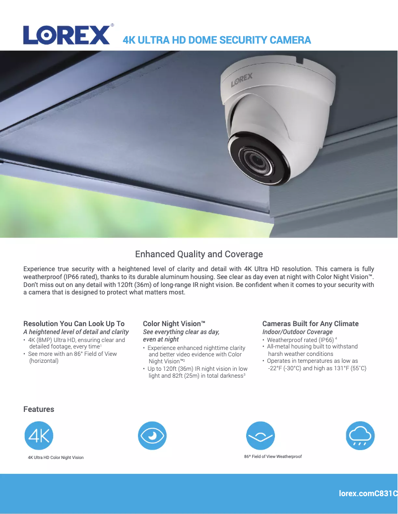 Page n°1 - Fiche technique Lorex C831CD