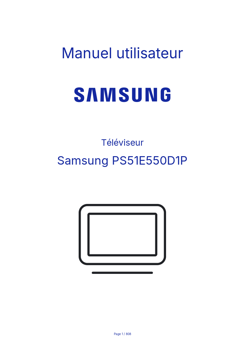 Page n°1 - Manuel utilisateur Samsung PS51E550D1P