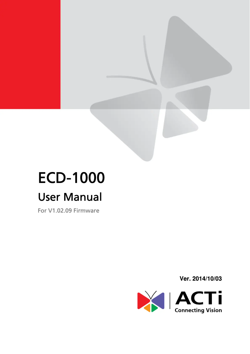 Page n°1 - Manuel utilisateur ACTi ECD-1000