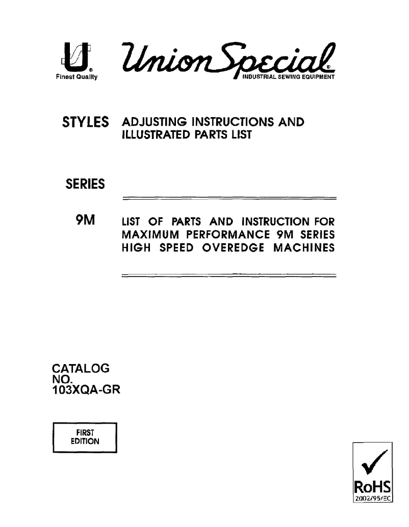Page 1 de la notice Manuel utilisateur Union Special 39500XRB