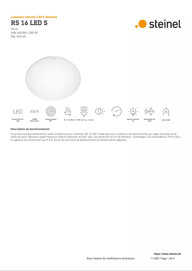 Image de la première page du manuel de l'appareil RS 16 LED S