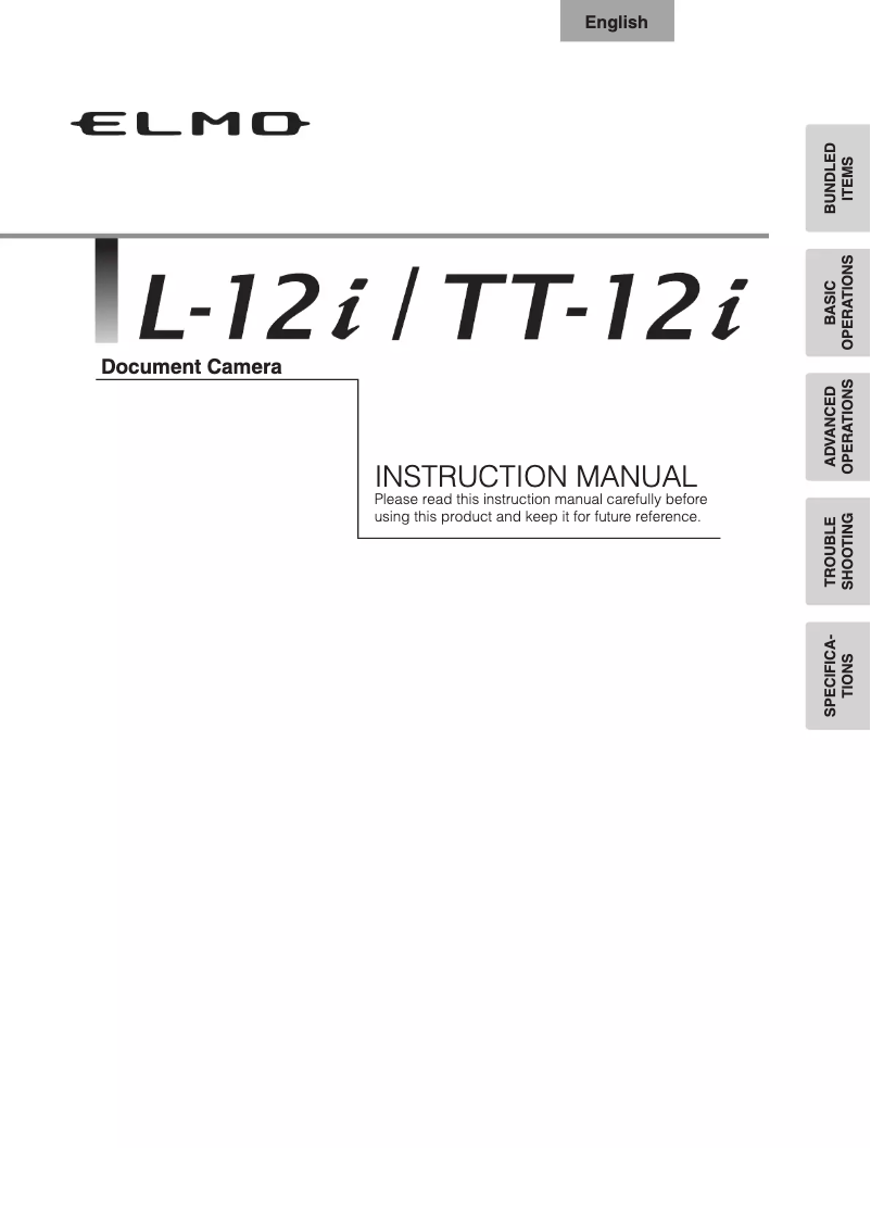 Page 1 de la notice Manuel utilisateur Elmo TT-12i