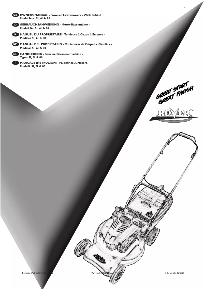 Page 1 de la notice Manuel utilisateur Rover Pro Cut Mulch 'N Catch 61