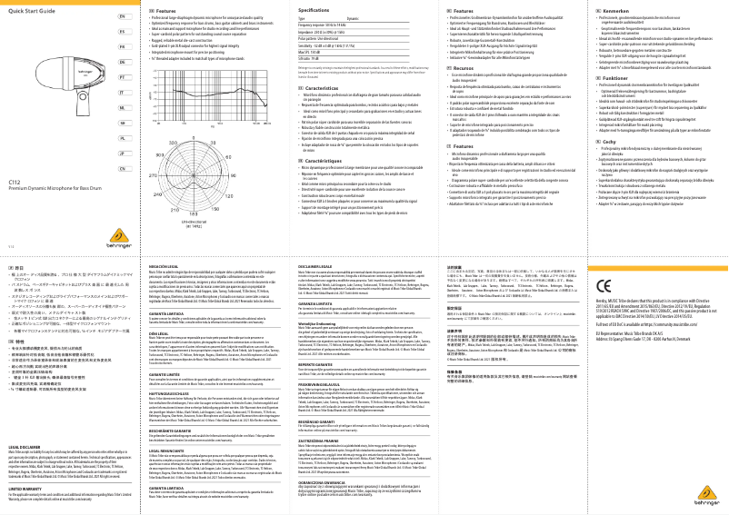 Page n°1 - Guide de démarrage rapide Behringer C112