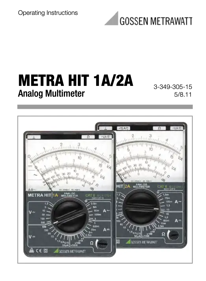 Page 1 de la notice Manuel utilisateur Gossen Metrawatt Metrahit 1A
