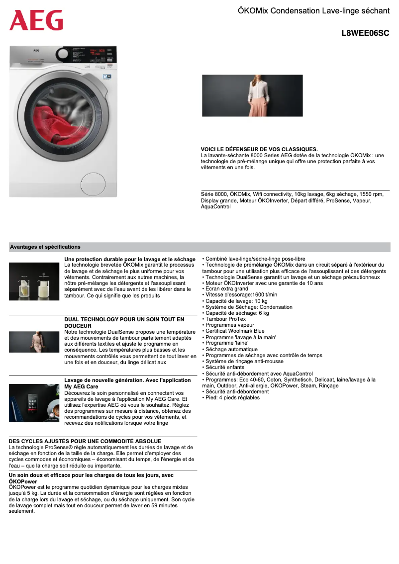 Image de la première page du manuel de l'appareil L8WEE06SC