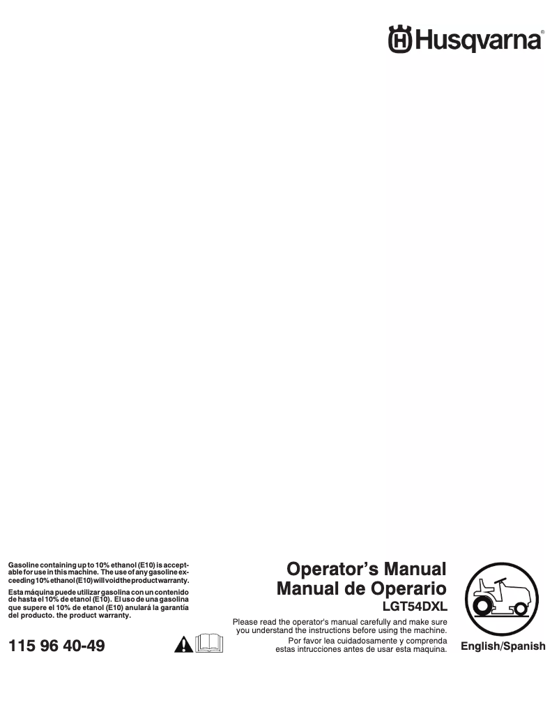 Page n°1 - Manuel utilisateur Husqvarna LGT54DXL