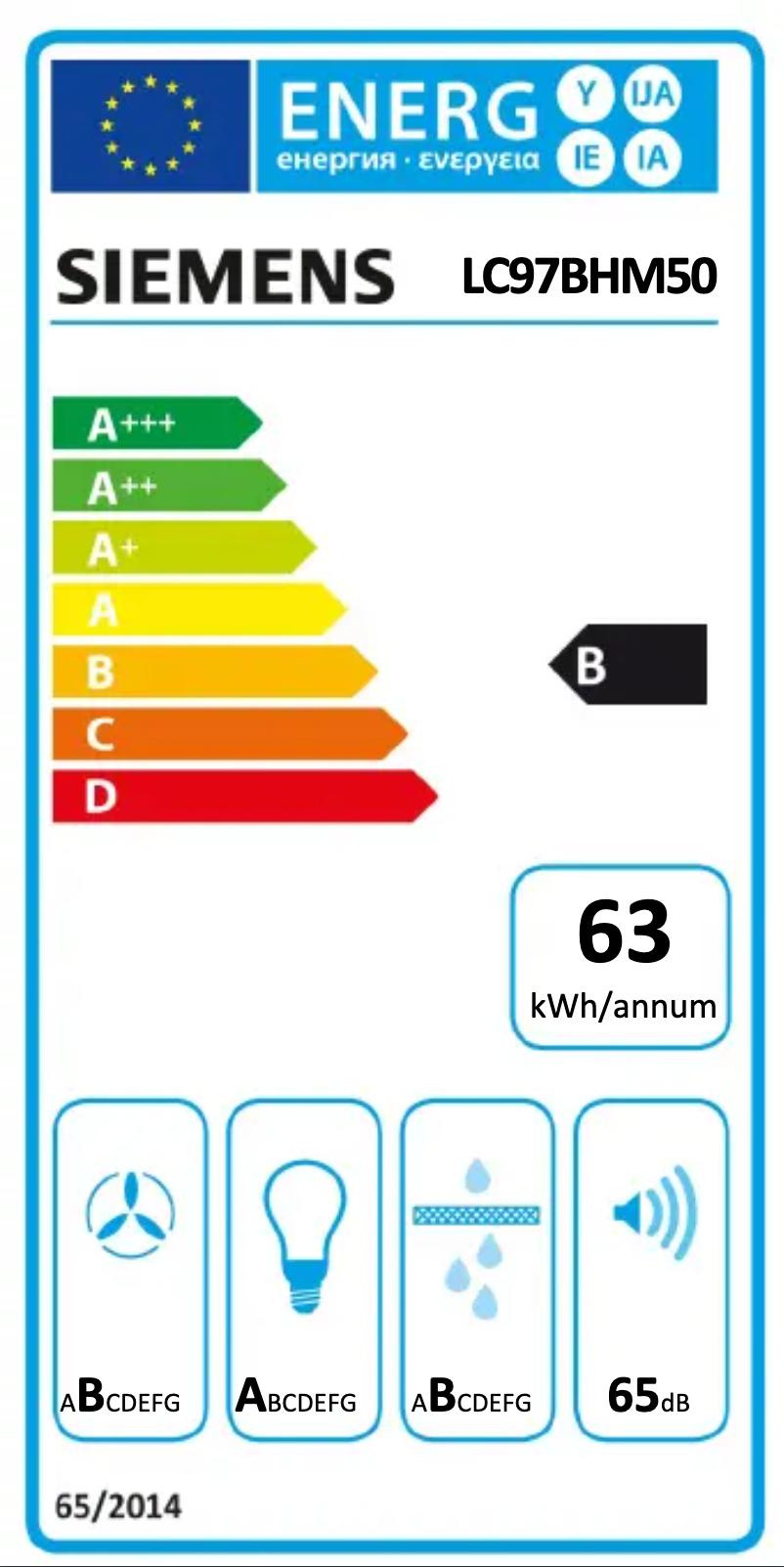 Page n°1 - Label énergétique Siemens LC97BHM50
