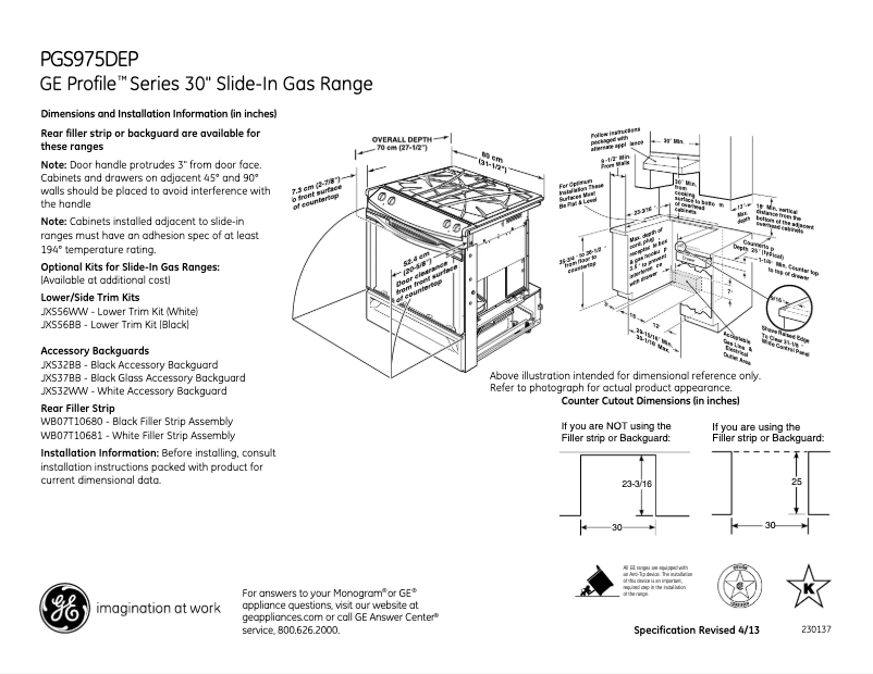 Image de la première page du manuel de l'appareil Profile PGS975DEPBB