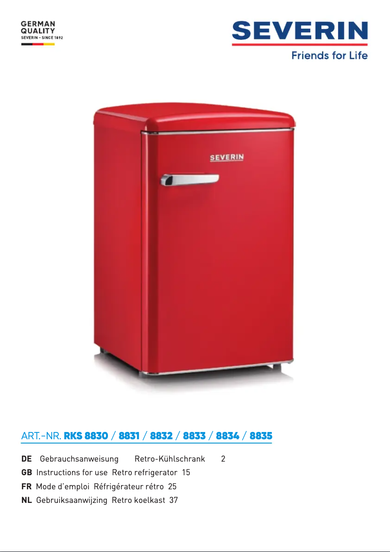 Page 1 de la notice Manuel utilisateur Severin RKG 8832