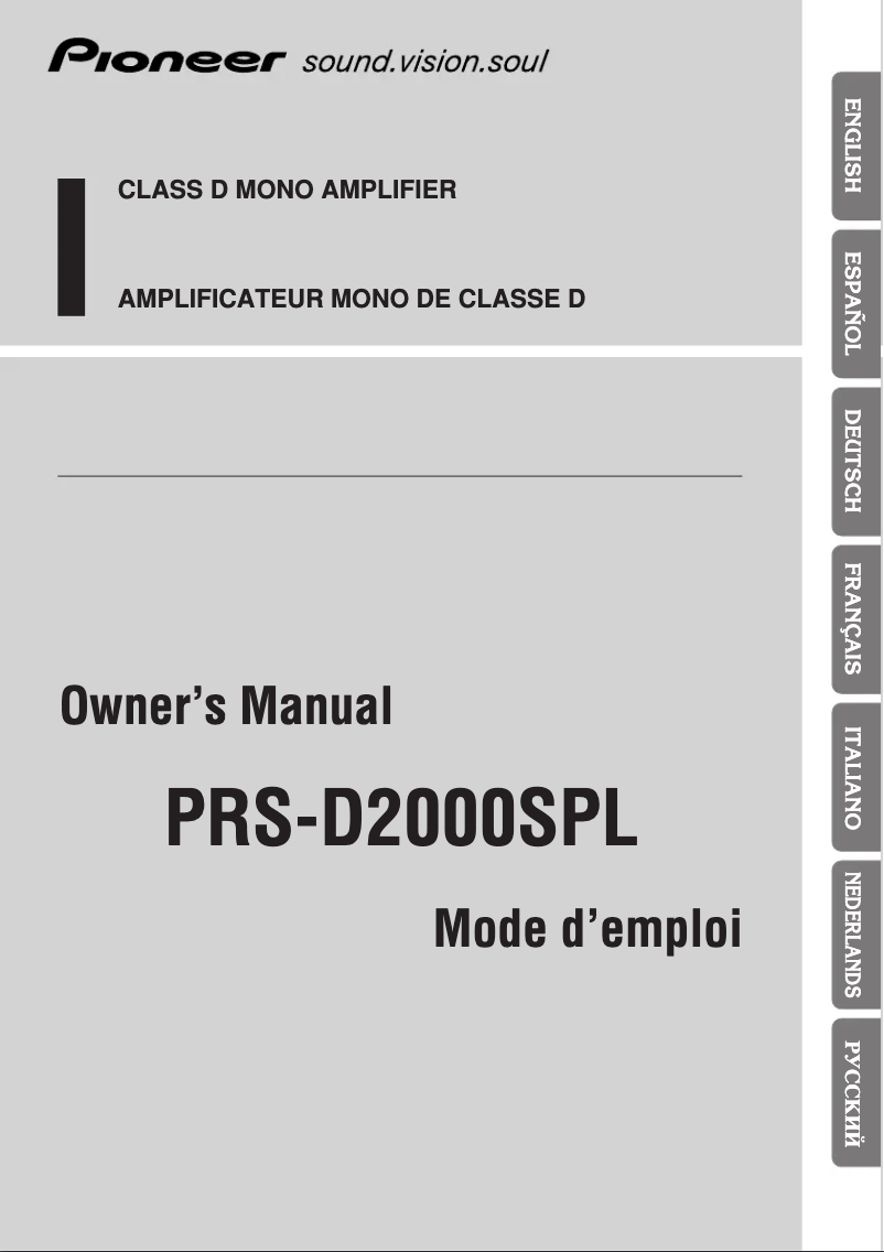 Página 1 del manual Manual de usuario Pioneer PRS-D2000SPL