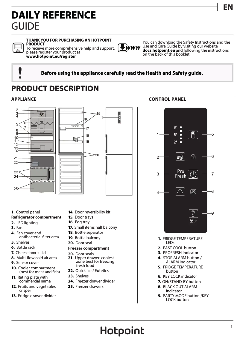 Page n°1 - Manuel utilisateur Hotpoint SMP9 D2Z X H