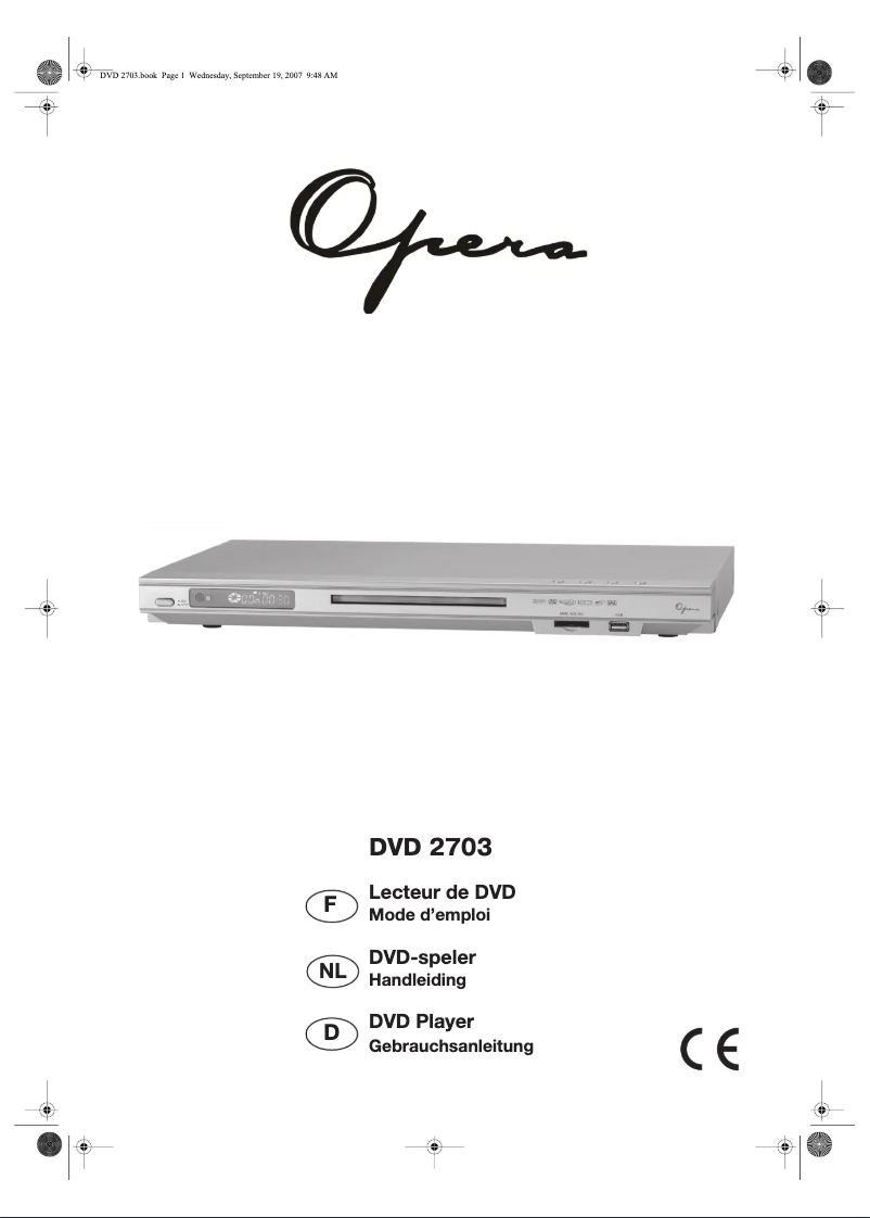 Page n°1 - Manuel utilisateur Opera DVD2703