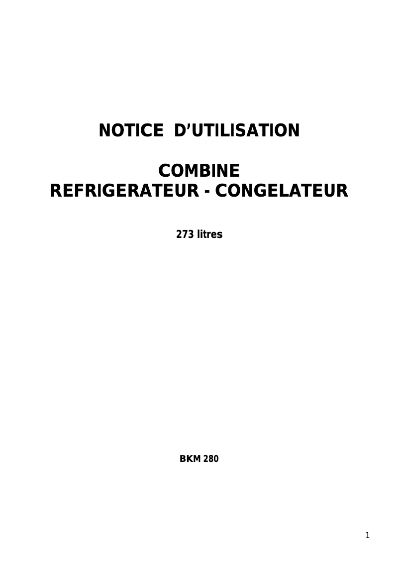 Image de la première page du manuel de l'appareil BKM280