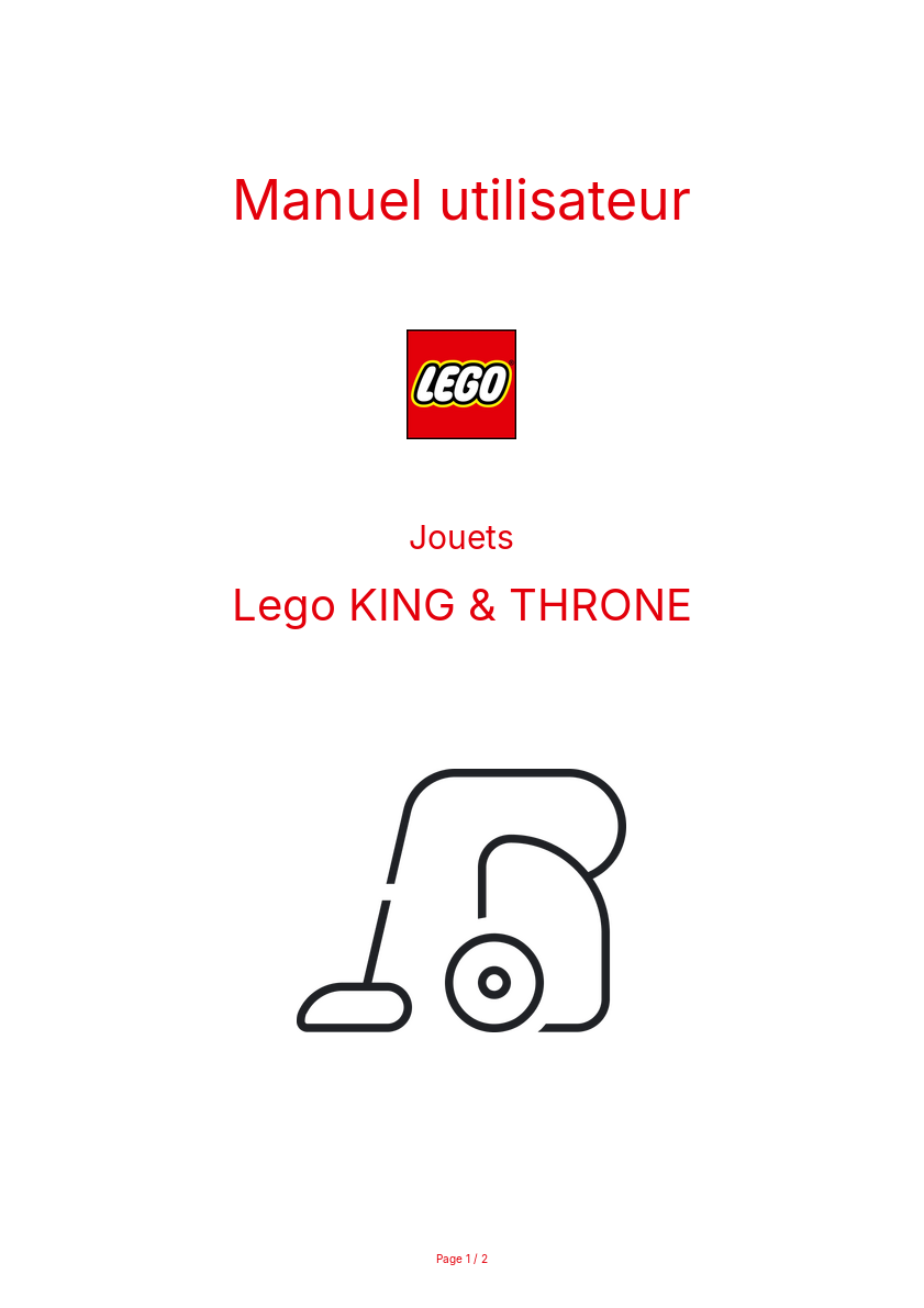 Page n°1 - Manuel utilisateur Lego KING & THRONE